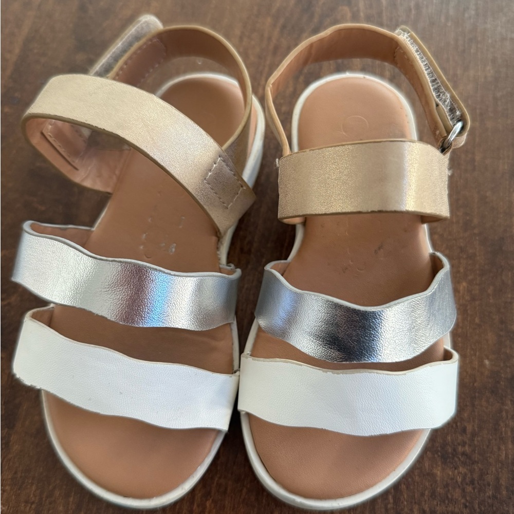 Stylish Kids Sandals in Gold, Silver, and White